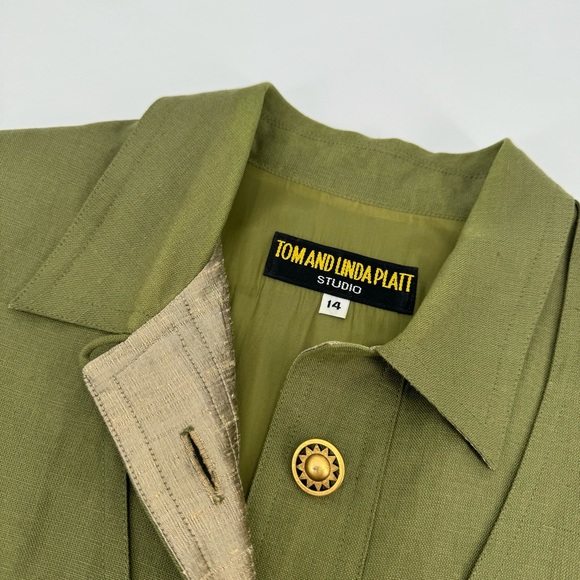 VTG TOM & LINDA PLATT Linen/Silk Layered Tapered Button Front Dress - Picture 3 of 14